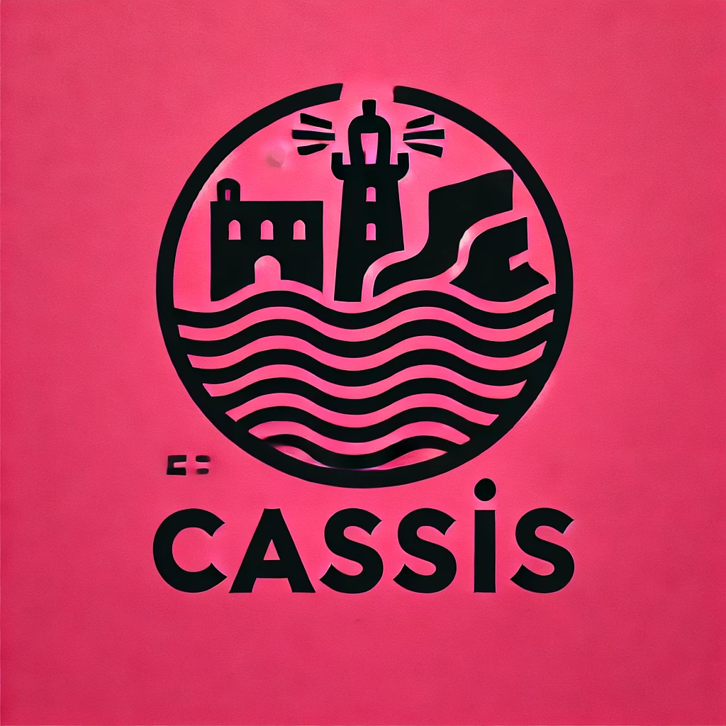 DALL·E 2024-12-18 10.21.56 - A minimalist black pictogram representing the town of Cassis, featuring iconic elements such as a lighthouse, stylized waves, and a cliff to symbolize